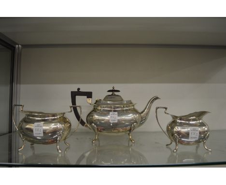 A Walker Hall silver three piece tea service.