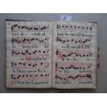 Musik.- Antiphonar. Notenhandschrift mit Rubrizierung. Um 1750. 130 Seiten, 8 Blätter. 4°. Ldr. d.