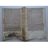 Theologie.- Makulatur-Umschlag. Lateinische Handschrift (gotische Minuskel) auf Pergament. Um