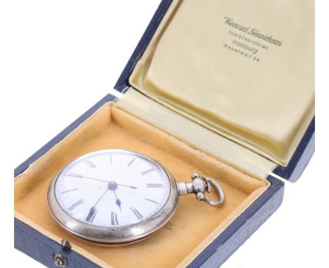 Chinese duplex white metal pocket watch, possibly Juvet, with a decorative gilt jewelled movement and batwing balance, the di