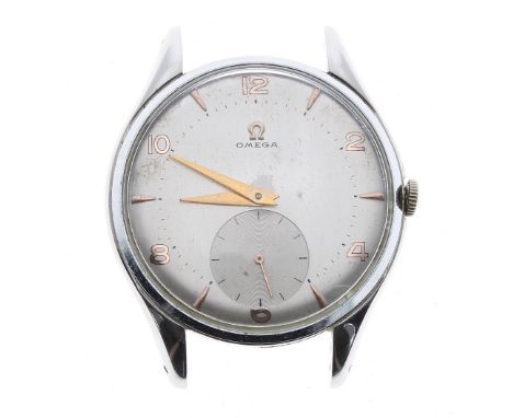 Omega 'oversized' stainless steel gentleman's wristwatch, ref. 2505-10, circa 1960, serial no. 17406xxx, silvered dial with a