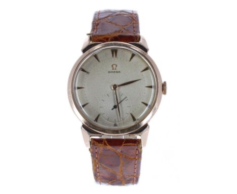 Omega 'oversized' gold plated gentleman's wristwatch, ref. 2713 1, circa 1952/53, serial no. 13655xxx, signed honeycomb dial 