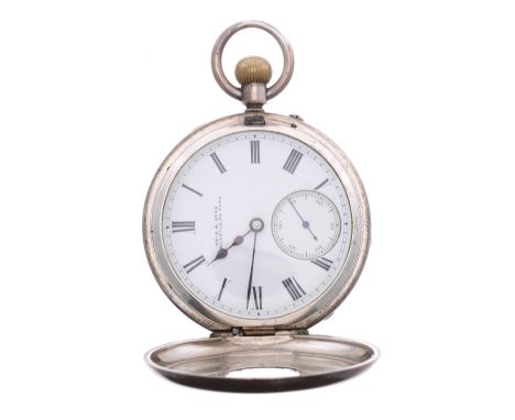 Silver lever half hunter pocket watch, Birmingham 1898, three quarter plate movement signed Reid &amp; Son, Newcastle Upon Ty