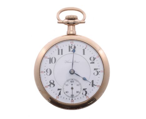 Hamilton Watch Co. Railroad gold plated lever pocket watch, circa 1910, cal. 992 double roller 21 jewel movement adjusted 5 p