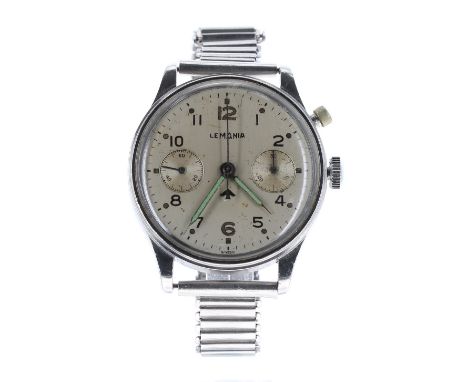 British Military Royal Navy issue single button chronograph stainless steel gentleman's wristwatch, circa 1940s, circular sil