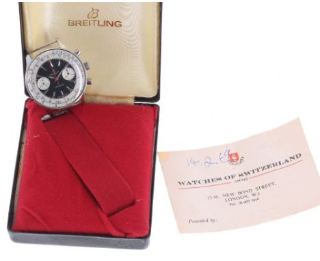Breitling Chronomat chronograph stainless steel gentleman's wristwatch, ref. 808, circa 1966, rotating slide rule, reverse pa
