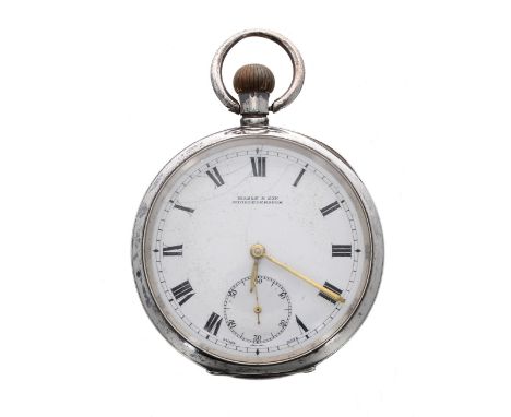 Omega silver lever pocket watch, import hallmarks London 1915, signed gilt frosted movement with compensated balance and regu