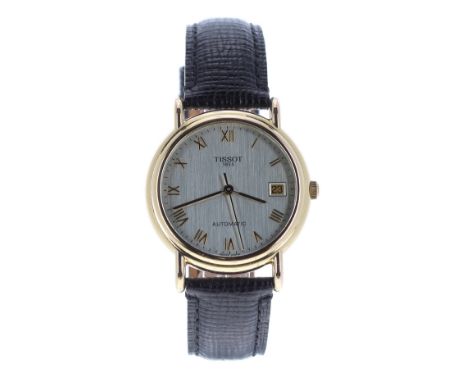 Tissot 1853 Carson 18ct automatic gentleman's wristwatch, ref. G666330, circular silvered dial with gilt Roman numerals, minu