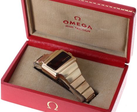 Omega Time Computer LED digital gold plated and stainless steel gentleman's bracelet watch, ref. 196 0020, circa 1973, serial