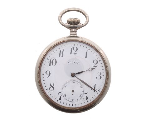 Doxa nickel cased lever pocket watch, signed movement, the dial with Arabic numerals and subsidiary seconds, plain case, no. 