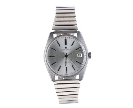 Hamilton automatic stainless steel gentleman's bracelet watch, ref. 64060-3, circular silvered dial with baton markers, minut