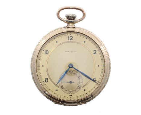 Longines 14ct slim dress lever pocket watch, 18.89ABC gilded lever movement, no. 5584832, signed gilded dial with Arabic nume