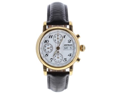 Mount Blanc Meisterstuck 7001 chronograph automatic gold plated stainless steel gentleman's wristwatch, ref. 7001, serial no.