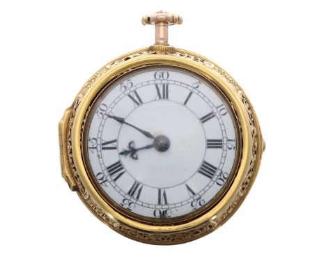 Martin Jackson, London - fine gold 18th century verge plunge quarter repeating pair cased pocket watch, the fusee movement si