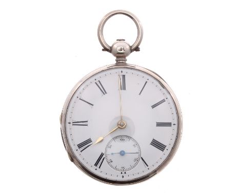 Victorian silver fusee lever pocket watch, London 1867, signed L. Plahto, Birmingham, no. 1496, with compensated balance, reg