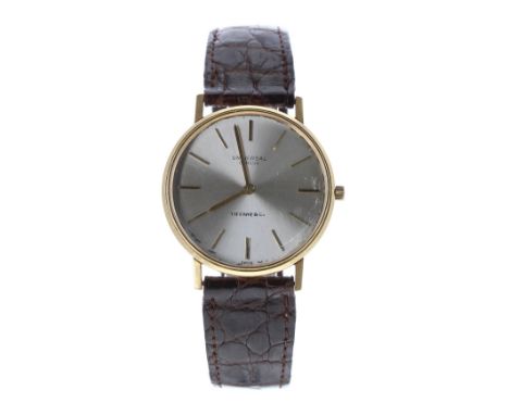 Universal Genéve for Tiffany &amp; Co. 18ct gentleman's wristwatch, branded silvered dial with applied baton markers, cal. 42
