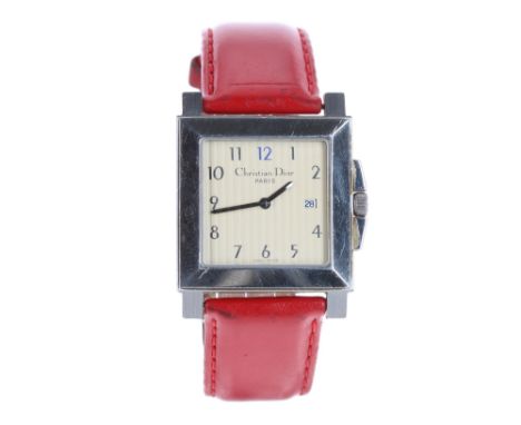 Christian Dior Paris Monsieur Dior square cased stainless steel wristwatch, ref. D73-100, no. AH97xx, square cream dial with 