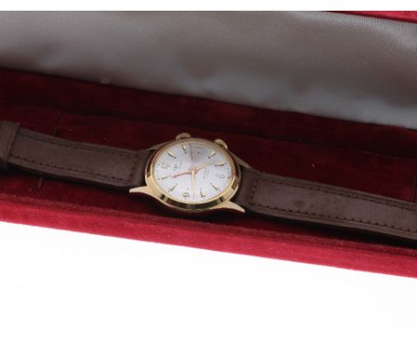 Technos Alarm gold plated and stainless steel gentleman's wristwatch, circular silvered dial with gilt quarter Arabic numeral