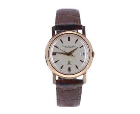 Girard-Perregaux Gyromatic 18ct rose gold gentleman's wristwatch, circular silvered dial with gilt hour markers, outer minute