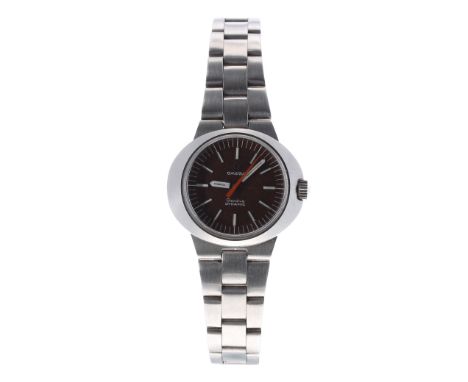 Omega Dynamic stainless steel lady's bracelet watch, circular dial with baton markers, minute markers and red centre seconds,