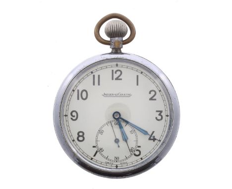 Jaeger LeCoultre Military issue nickel cased lever pocket watch, gilt frosted lever movement, signed dial with Arabic numeral
