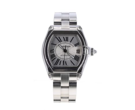 Cartier Roadster automatic stainless steel gentleman's bracelet watch, ref. 2510, serial. no. 5484xxxx, silvered dial with Ro