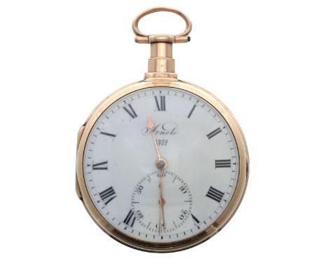 John Roger Arnold, London - fine and rare 18ct pocket chronometer, no. 1922, London 1805, the gilt full plate fusee movement 