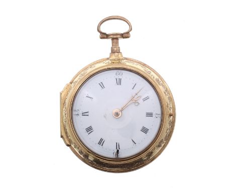 Richard Bell, London - English 18th century silver gilt and tortoiseshell fusee verge pair cased pocket watch, the movement s