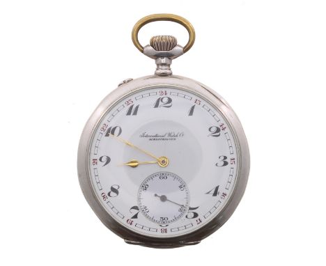 International Watch Co. (IWC) silver (0.800) pocket watch, cal. H5 gilt frosted movement, no. 811911, signed two-part dial wi