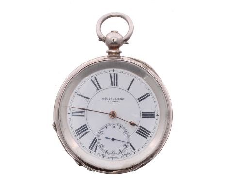 Kendal &amp; Dent, London silver (0.935) lever pocket watch, three quarter plate lever movement with dust cover, signed cuvet