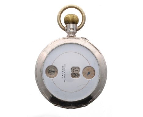 Silver digital jump hour lever pocket watch, Birmingham 1886, gilt frosted movement with engraved balance cock, compensated b