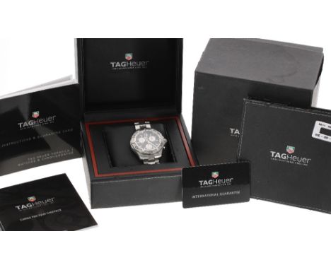 Tag Heuer Aquaracer 300m chronograph stainless steel gentleman's bracelet watch, ref. CAF1110, serial no. ERT89xx, black dial