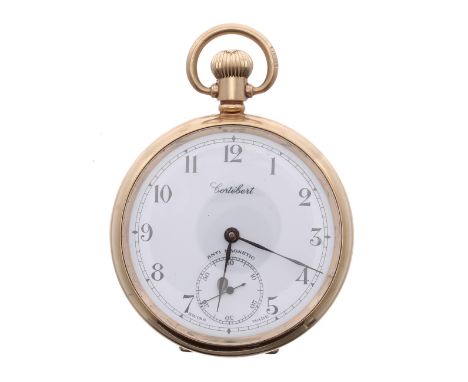 Cortebert 9ct lever pocket watch, Birmingham 1961, cal. 536 15 jewel movement, signed dial with Arabic numerals, blued steel 