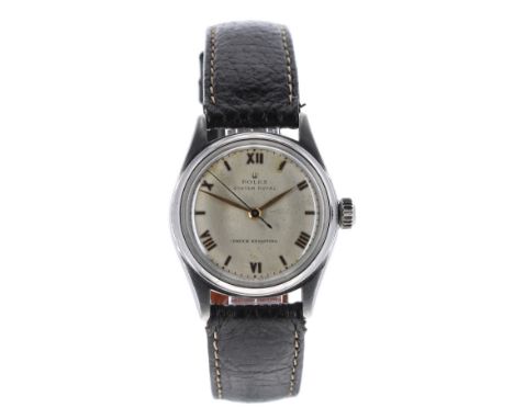 Rolex Oyster Royal 'shock resisting' stainless steel wristwatch, ref. 4444, circa 1945, serial no. 3393xx, circular silvered 