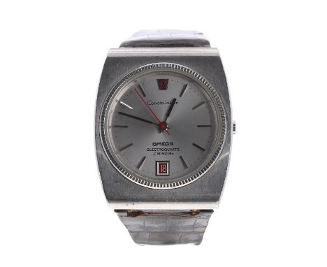 Omega Constellation Electroquartz f8192Hz tonneau cased stainless steel gentleman's wristwatch, 196.0014, circa 1972, serial 