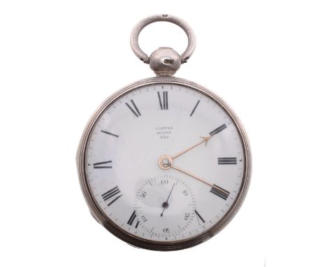 Early 19th century silver verge pocket watch, London 1823, the fusee movement signed Carter, London, no. 930, with flat steel