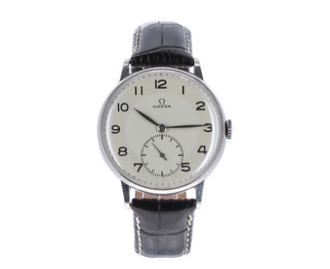Omega 'oversized' stainless steel gentleman's wristwatch, ref. 2319/9, circa 1947/49, serial no. 11656xxx, signed silvered di