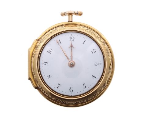 Jos Smith, Bristol - fine mid-18th century English gold pair cased verge pocket watch, circa 1750, the fusee movement signed 