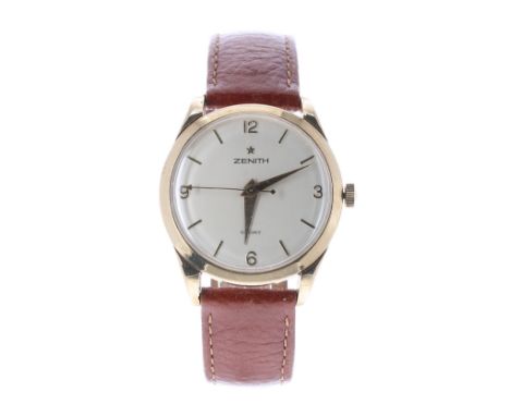 Zenith Sport 9ct gentleman's wristwatch, London 1960, case no. 348xx, circular silvered dial with gilt quarter Arabic numeral