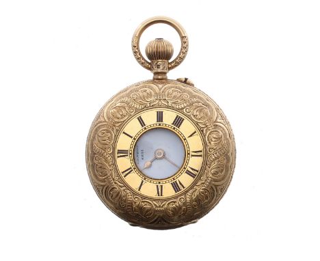 James Poole, London - 18ct half hunter lady's pocket watch, London 1901, the three-quarter plate movement signed James Poole,