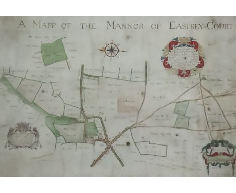 Jared Hill (1687-1745) - Ink and watercolour on vellum - "A Mapp and Defcription of all the Lands Belonging to the Mannor of 