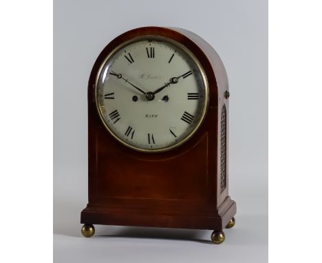 An Early 19th Century Mahogany Bracket Clock, by Benjamin Lautier of Bath, the 8ins cream enamel dial with Roman numerals, st