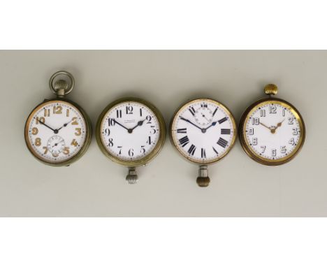 Four Nickel Cased Goliath Pocket Watches and Mixed Items, the Goliath watches with enamel dials variously with Roman and Arab