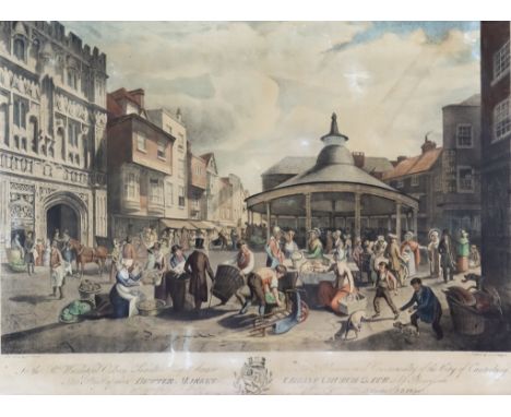 J. Pardon (Early 19th Century) - Coloured lithograph - "The Butter Market, Christ Church Gate", Canterbury, printed by S. D. 