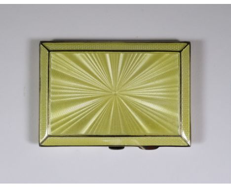 A George V Silver, Silver Gilt and Yellow Enamel Rectangular Cigarette Case, by Henry Clifford Davies, Birmingham 1930, the f