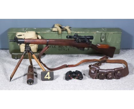 A Rare Live .303 "Sniper Rifle" by Lee Enfield, Model No. 4, Serial No D37955, this weapon has all the modifications to be ex