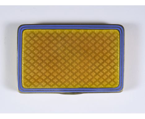 An Early 20th Century Continental Silver Gilt, Yellow and Blue Enamel Rectangular Box, stamped 935 standard and with one othe