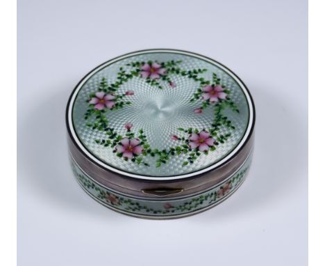 An Early 20th Century Continental Silver, Silver Gilt and Enamel Circular Box, with import mark for Gourdel Vales and Co. Lon