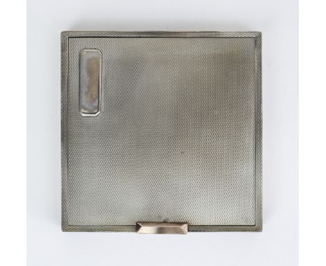 An Elizabeth II Silver, Silver Gilt and 14K Gold Mounted Square Compact, by David Sutton & Sons, London 1948, the whole with 