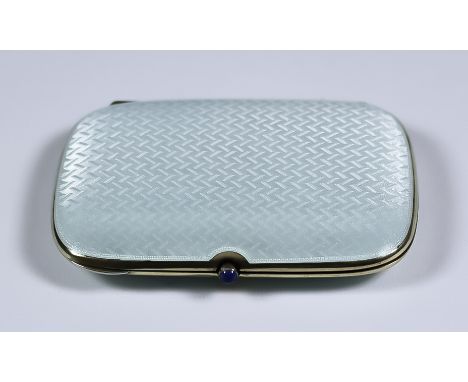 A Late 19th/ Early 20th Century Continental Silvery Gilt Metal and White Enamel Rectangular Cigarette Case, retailed and stam